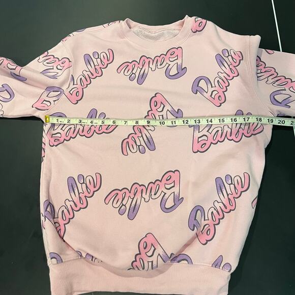 Barbie Women's Pink Logo Print Crew Neck Sweatshirt XS Casual Character - Picture 4 of 7